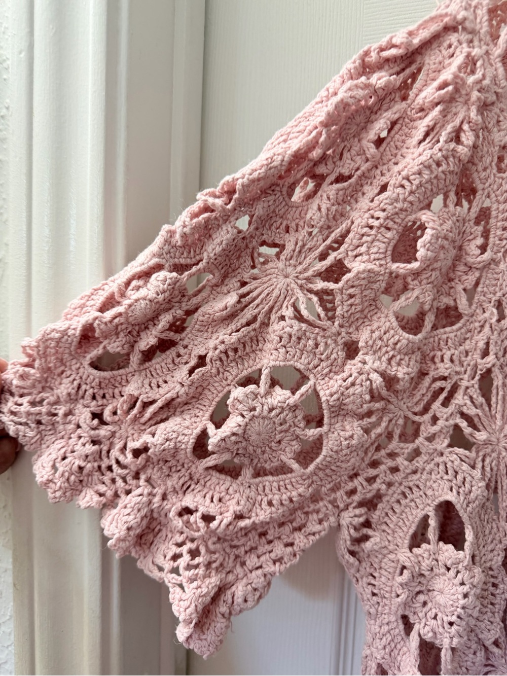 Denim&Co Blush Pink Crochet Openwork Tunic Top - Picture 3 of 7
